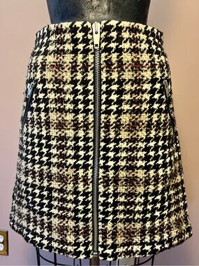 The Kooples Plaid Tweed Wool Blend Full Length Front Zipper Skirt Size S / 6